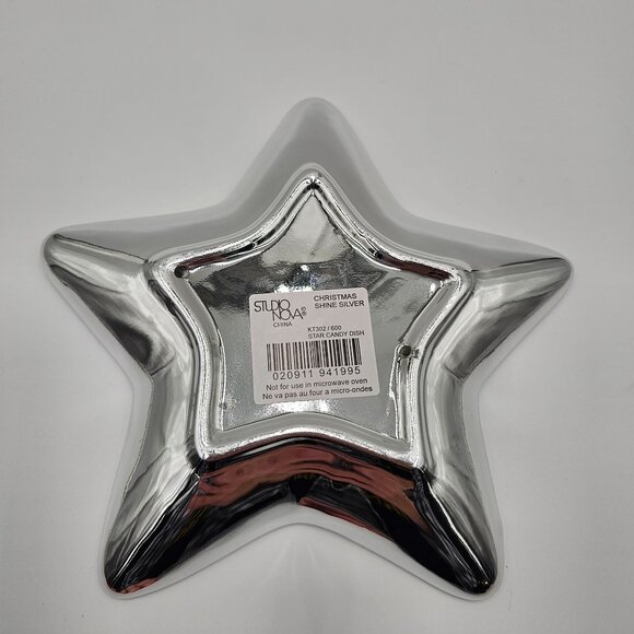Christmas Silver Star Shaped Decorative Dish By Studio Nova Holiday Decor - Picture 3 of 4
